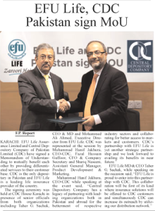 EFU Life & CDC press release 3 - The Frontier Post